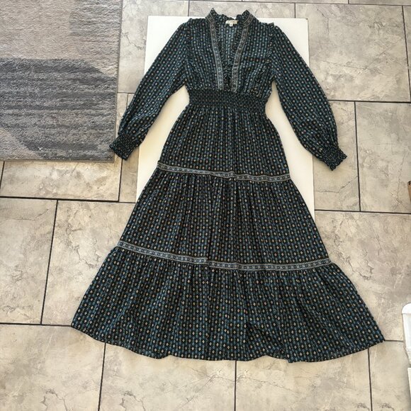 MAX STUDIO L Women's Crepe Tiered Long Sleeve Maxi Dress - Picture 2 of 7